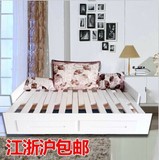包邮实木沙发床小户型两用单人推拉多功能储物沙发床1.2米1.5 1.8