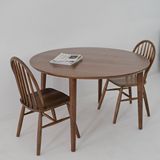 圆桌 1.2米简约现代圆形餐桌 腿部实木原木 最大8餐椅HR3401