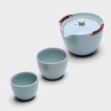 茗丰堂品牌 汝窑1壶2杯旅行茶具套装 耐热玻璃下午茶壶茶杯快客杯