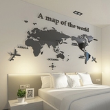 墙贴客厅办公室沙发墙壁墙纸装饰贴画世界地图 创意3d亚克力立体