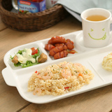 日韩创意分格盘 带双耳长方形分餐盘西餐水果点心托盘 儿童早餐盘