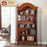 美式书柜书架 实木书橱 复古书架欧式置物架多层架落地书房书架子