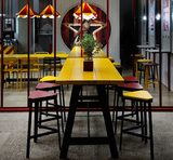 新款铁艺实木桌椅 复古酒吧创意咖啡西餐厅艺术桌椅组合简约书桌