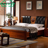 尚木世家卧室实木床双人1.8米床柚木大床婚床 中式实木家具50360