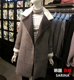 SARINA韩国代购直邮T.P专柜正品 韩版羊羔绒中长休闲毛呢外套反季