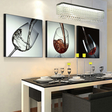 餐厅装饰画电表箱挂画现代时尚饭厅壁画三联有框画冰晶画红酒酒杯
