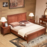 和木居 美式乡村实木床1.8米简约白橡木双人床大床卧室家具床1.5
