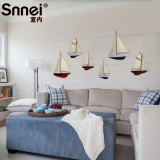 Snnei室内心灵之声墙饰地中海创意挂饰客厅壁饰壁挂实木帆布帆船