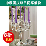 欧式时尚五头水晶烛台样板间家具摆设餐桌摆件买蜡烛台送蜡烛