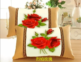 包邮5D印花十字绣抱枕头最新款高档棉布单人枕头套一对结婚 梅兰