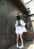 初秋新款 韩国chic纯色棉麻口袋外套+包臀半身裙小西装两件套装女