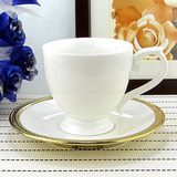镁质瓷咖啡杯 欧美纯白咖啡杯金边碟 酒店西餐厅咖啡馆咖啡杯碟
