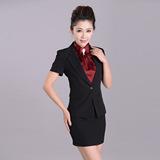 新款韩版修身女士西服套装短袖商务职业西装短裙OL一粒扣厂家直销