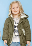 现货 英国Next正品女童秋冬季军绿色可亲子兔子贴布夹克外套棉服