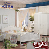 韩式田园公主床双人床橡木实木床1.2米1.51.8气动储物家具床婚床