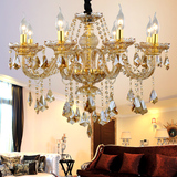 欧式琥珀色玻璃管水晶拉网吊灯奢华温馨卧室客厅酒店样板房装饰灯