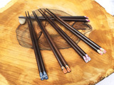 天然印尼铁木筷实木筷子日式尖头筷五色指甲筷五双装厨房餐具