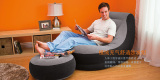 INTEX正品个性杯架舒适植绒单人午休懒人充气沙发组合带脚蹬68564