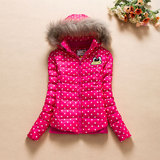 2015冬季小熊维尼少女装中学生甜美加厚保暖羽绒服短款连帽外套