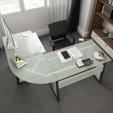 办公桌双人转角台式家用电脑桌钢化玻璃现代桌子简约书桌写字台