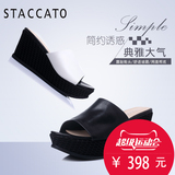 Staccato/思加图夏季专柜同款牛皮时尚坡跟女鞋9FH76BT5