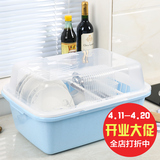 碗柜厨房放碗架沥水架塑料装碗筷收纳箱带盖晾盘子碗碟收纳盒餐具