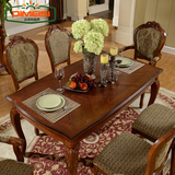 欧式实木餐桌椅组合高档橡木长方形饭桌欧式欧式餐桌椅组合豪华桌