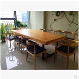 美式乡村复古铁艺全实木书桌餐桌咖啡厅餐桌餐厅会议办公桌椅组合