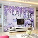 环保现代简约花卉蝴蝶 电视背景墙纸壁画 无缝卧室玫瑰自然3D壁纸