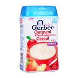 美国Gerber嘉宝有机黄桃苹果燕麦米粉2段227G进口宝宝营养辅食