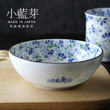小蓝芽 日本进口 青花米饭碗拉面碗 日式碗 陶瓷餐具 可爱小圆钵