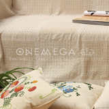 米白色沙发巾全盖布艺防滑沙发垫纯棉麻外贸毯床毯特价床单原单