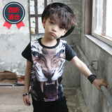 特现货韩国进口童装正品代购夏装4ten儿童老虎头像个性韩版T恤