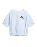 拉夏贝尔KIDS2016夏新款 韩版条纹圆领短袖休闲衬衫女童20100252