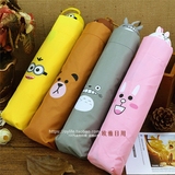 韩国创意卡通雨伞三折叠伞蘑菇伞龙猫小黄人布朗熊可妮兔雨伞男女