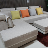 纯色沙发坐垫套米色棉麻沙发垫木沙发套全包罩定做沙发笠简约现代