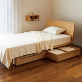 日式简约白蜡木床北欧原木纯实木双人床 极简风格家具儿童橡木床