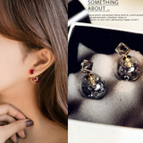 韩国进口个性透明气泡大小珍珠双面后挂式耳钉水晶水立方两用耳环