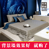 依洛大型壁画 现代3d墙纸 卧室红色蓝色妖姬玫瑰花立体壁纸 温馨