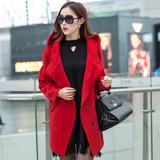 毛呢外套女2016冬装新款韩版中长款呢子大衣加厚翻领连帽修身显瘦