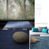 MASAR 德国进口地毯 现代风格 羊毛 手工编织蓝色素色现货清仓