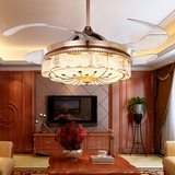 LED风扇吊灯 隐形吊扇灯带扇客厅灯欧式餐厅灯具s金色卧室电扇