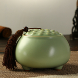 茶叶罐 汝窑茶叶罐大号密封储物罐普洱茶叶礼盒茶罐茶叶罐 陶瓷