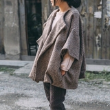 壹念原创棉麻女装2015春季新款复古文艺日系森系宽松羊毛毛呢外套