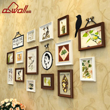 一面墙 欧式实木照片墙创意组合挂墙相框墙餐厅客厅相片墙HD14