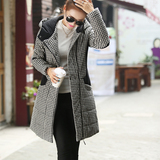 2015冬季女装新款韩版加厚棉服休闲显瘦中长棉袄连帽大码外套棉衣