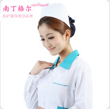 纯棉超硬白粉蓝色护士帽手术帽子医生师帽带加杠护士服白大褂包邮