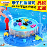 贝恩施儿童电动钓鱼玩具 双层磁性旋转钓鱼套装 1-2-3岁宝宝玩具