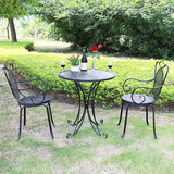 桌椅三件套欧式铁艺休闲阳台庭院户外茶几小圆桌组合餐桌椅子套装