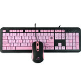 笔记本电脑键盘鼠标套装有线女游戏静音无声鼠标粉色可爱USB键盘